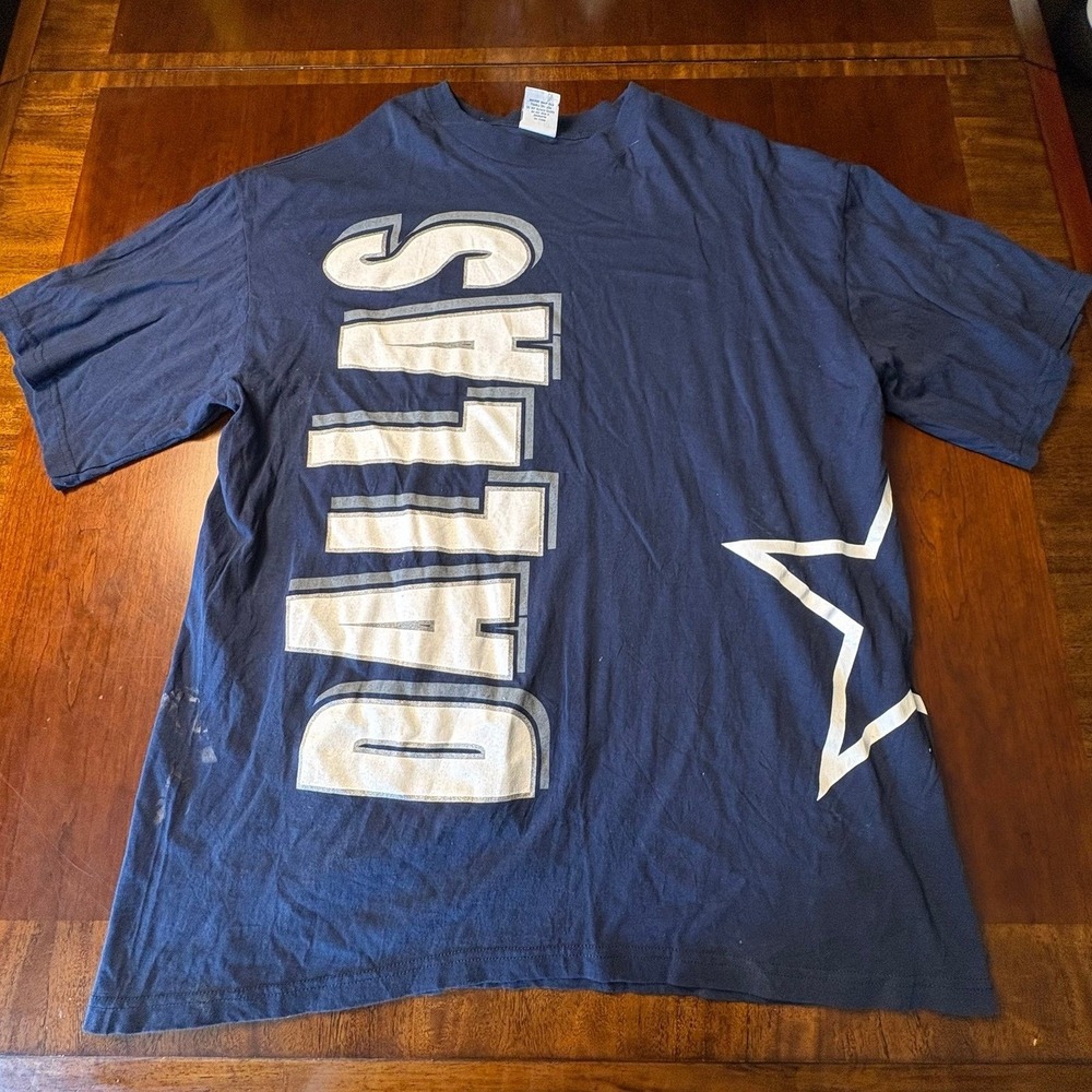 Vintage Dallas Cowboys Big Logo Wrap Print‎ T-Shirt XL True Fan Made USA Style